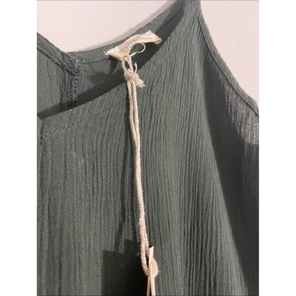 Lovestitch Maxi Dress Green Gauze Textured Adjustable Straps Small Boho Slip - Picture 14 of 15